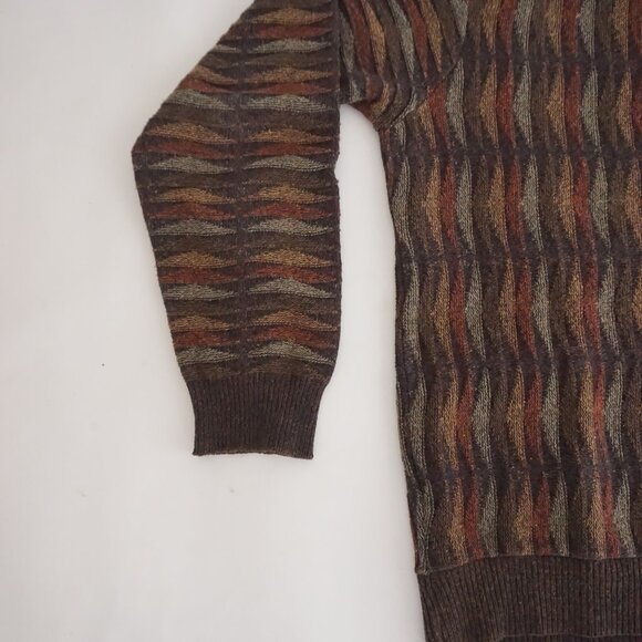 VTG Haggar Brown Multicolor Knit Sweater Retro Eclectic Grandpa Fall Layering XL - Picture 8 of 9